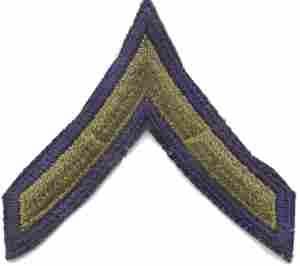 Private First Class Blue Twill Chevron Insignia Patch