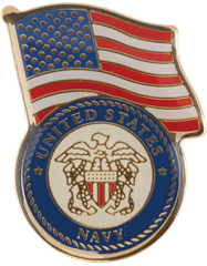 United States Navy With American flag metal pin - Saunders Military Insignia