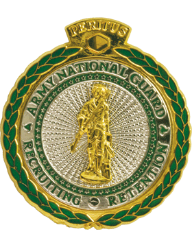 US Army National Guard Recruiter Master Badge with gold/silver minuteman - Saunders Military Insignia