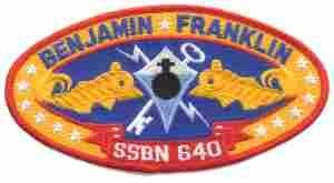 USS Benjamin Franklin SSBN 640 Patch, 5.5 inch - Saunders Military Insignia